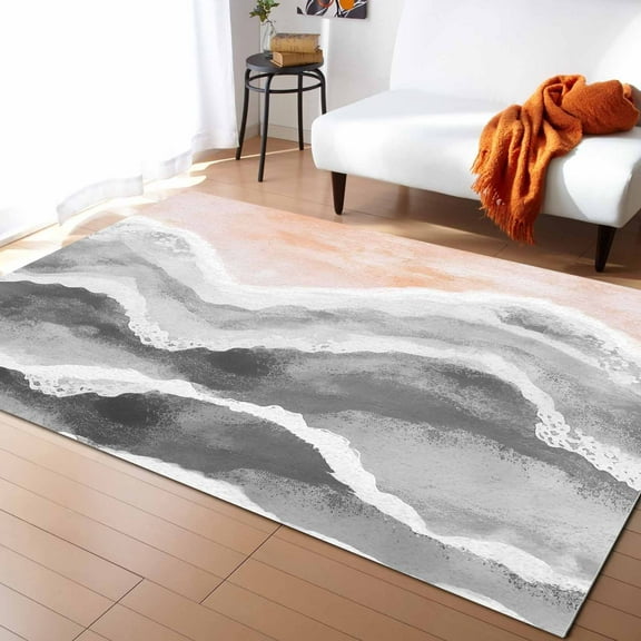 Area Rugs Indoor Non-Slip Rectangle Rug 2x3 Ft Light Grey Ombre Rug Rubber Backing Floor Mats Non Shedding Home Decor Carpet for Entryway Living Room