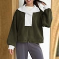 thumbnail image 5 of biudgviw Womens Sweatshirt Casual Lapel Long Sleeve Pullover Shirts Oversized Loose Color Block Crop Tops Fall Trendy Outfits, 5 of 7
