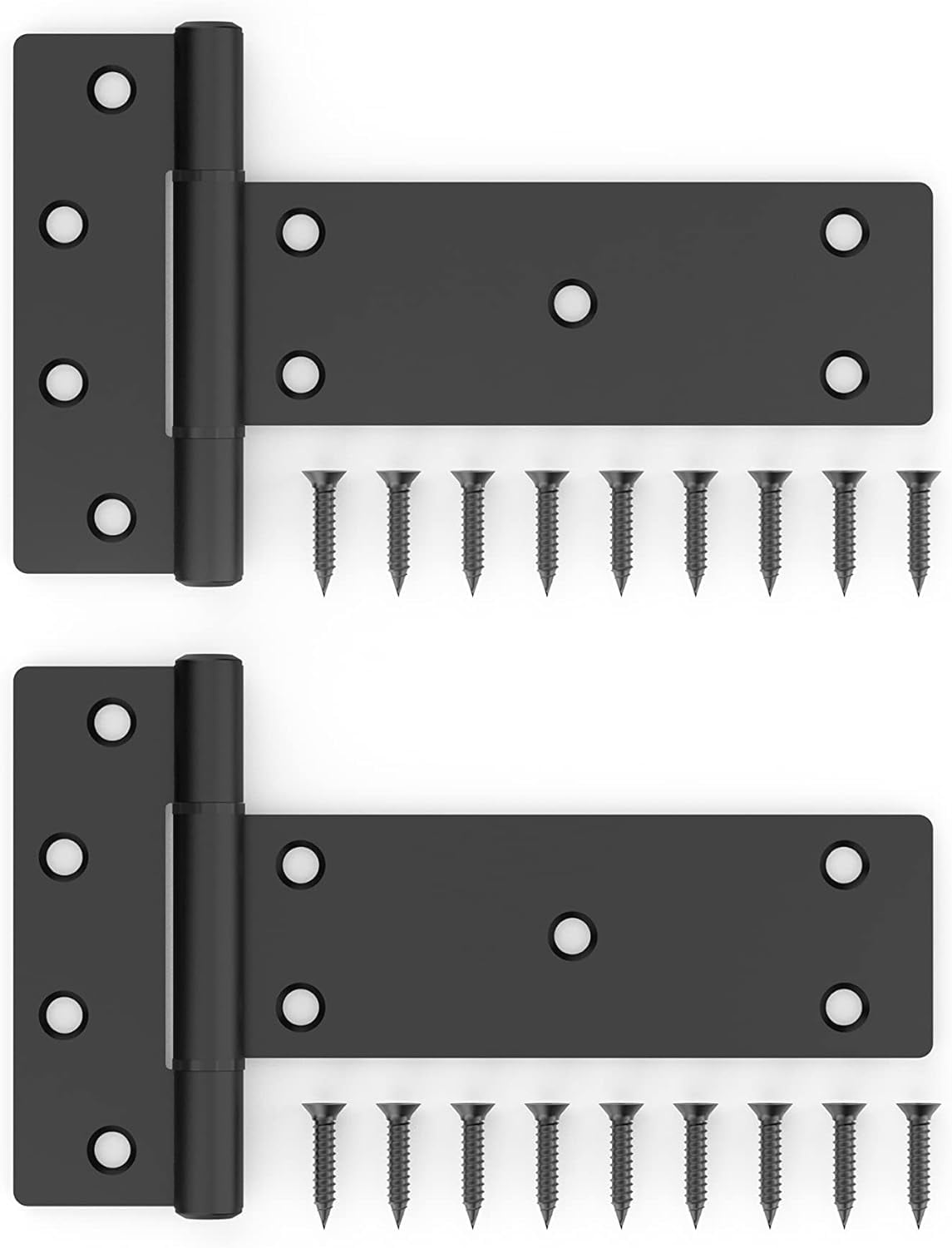 N166-035 6 in Industrial T Gate Hinges 2-Pack 48 lbs Capacity per Hinge with Weatherguard Protection Black Finish for Outdoor Fence Gate Hardware