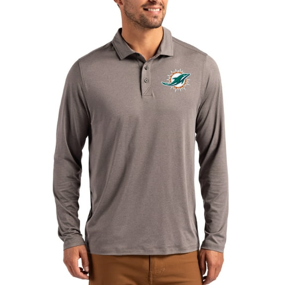 Men's Cutter & Buck Charcoal Miami Dolphins Coastline Epic Comfort Eco Recycled Polo