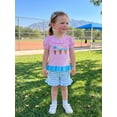 thumbnail image 5 of BemeyourBBs Toddler baby Girls Summer Clothes Newborn Baby Girl Summer Beach Holiday Outfits 0 6 12 18 24 Months 2 3 Years Short Sleeve Ice Cream Embroidery TShirt Tops Ruffled Striped Shorts Set, 5 of 9