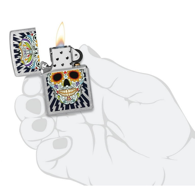 satopikoページ Zippo Skull and Flame Design Street Chrome Windproof Lighter