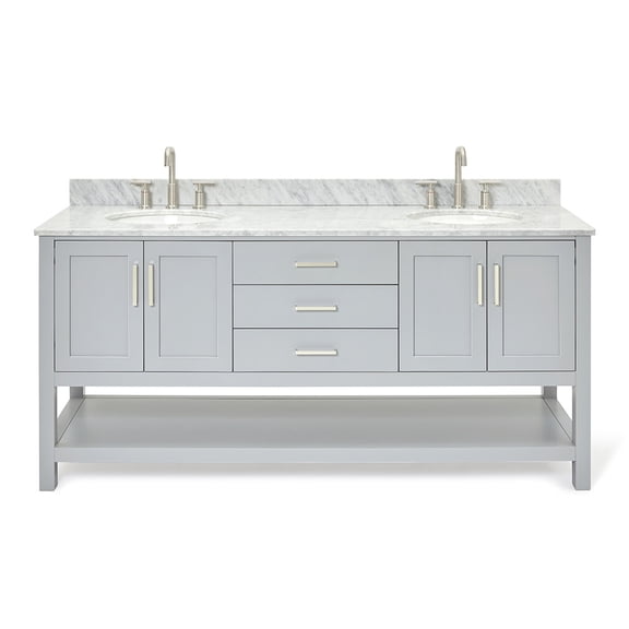 Ariel S073DCW2OVOGRY Magnolia 72" Free Standing Double Basin Vanity Set - Grey