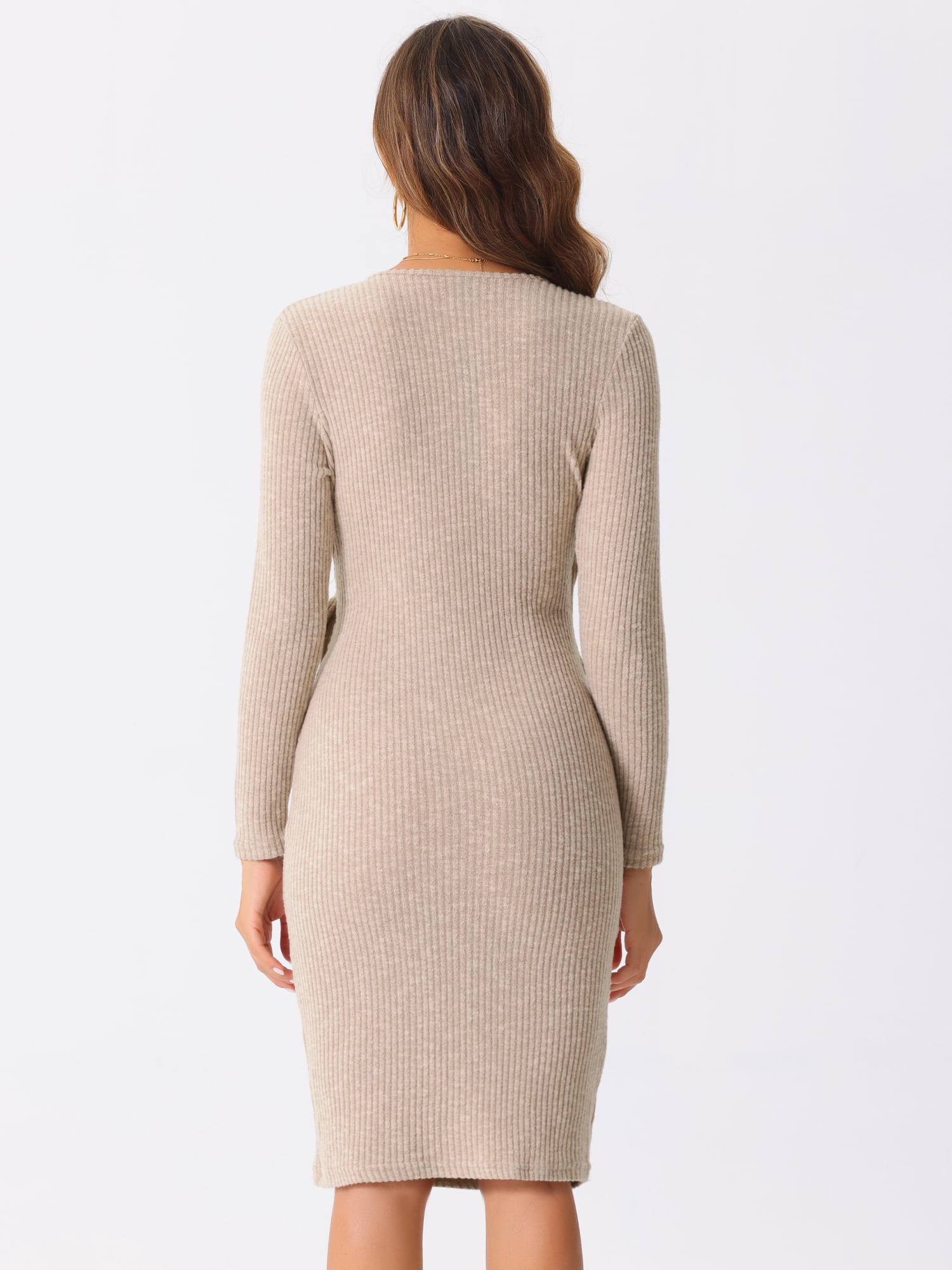 DARING DIVA Tie Waist Bodycon Knit Wrap Sweater Dress L Khaki