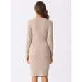 thumbnail image 4 of DARING DIVA Tie Waist Bodycon Knit Wrap Sweater Dress XS Khaki, 4 of 6