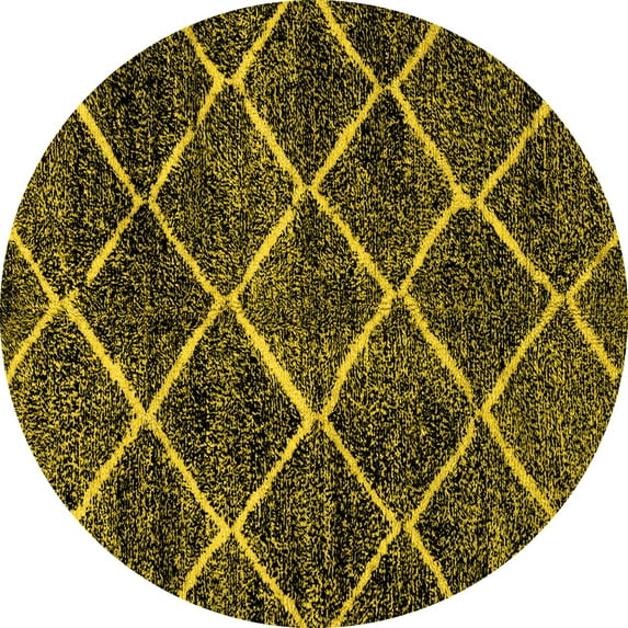 Ahgly Company Indoor Round Abstract Yellow Modern Area Rugs, 8' Round
