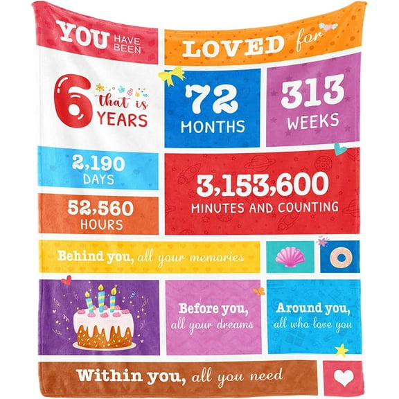 6 Year Old Girl Birthday Gifts for 6 Year Old Girls, 6 Yr Old Girl Birthday Gifts Boys Throws Blanket, Gifts for 6 Year Old Girls Ideas Soft Warm Presents Blanket 50"x60"