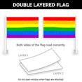 thumbnail image 3 of G128 2 Pack: LGBT Rainbow Pride Car Flag | 11x17 In | Double LiteWeave Pro Series Double Sided Printed 150D Polyester | Flagpole Included | Perfect for Festival Celebrations, Parades, 3 of 9