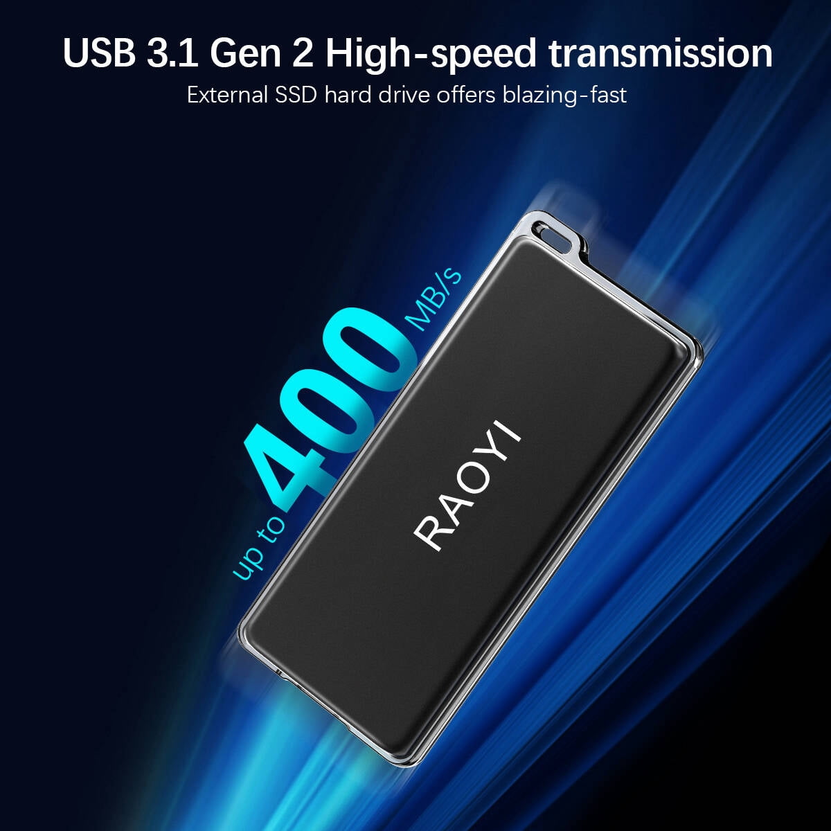 RAOYI 120G External Hard Drive,Portable SSD up to 400MB/s,USB 3.1 Gen2,Compatible with PS4/Windows/Mac,Black