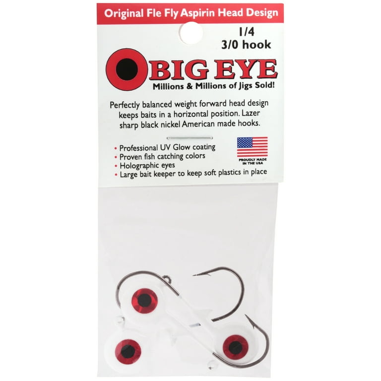 Big Eye White 1/4 Big Eye Jig Head Fishing Jigs 3 ct Pack