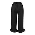 thumbnail image 6 of Kaemgyyd Capri Pants for Women Cute Ruffle Hem Cotton Linen Pants Beach Vaction Drawstring Cropped Trousers with Pockets, 6 of 7