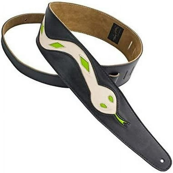 Henry Heller HPCS-01 Leather Black Serpent Cut-out Series Guitar Strap 2" Wide