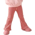 thumbnail image 2 of Bysome Pants For Girls Striped Print Elastic Waist Trousers Casual Girls Pants Size 12-24 Months Red, 2 of 6