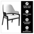thumbnail image 6 of LeisureMod Modern Dining Chair Upholstered in Leather with Curved Open Back and Rubberwood Legs Contemporary Kitchen Armchair Ethora Collection in Black/White, 6 of 12