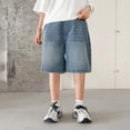 thumbnail image 6 of Whouriu Boys Loose Fit Bermuda Shorts Lightweight Pull-On Baggy Denim Shorts, Sizes 4-14, 6 of 8