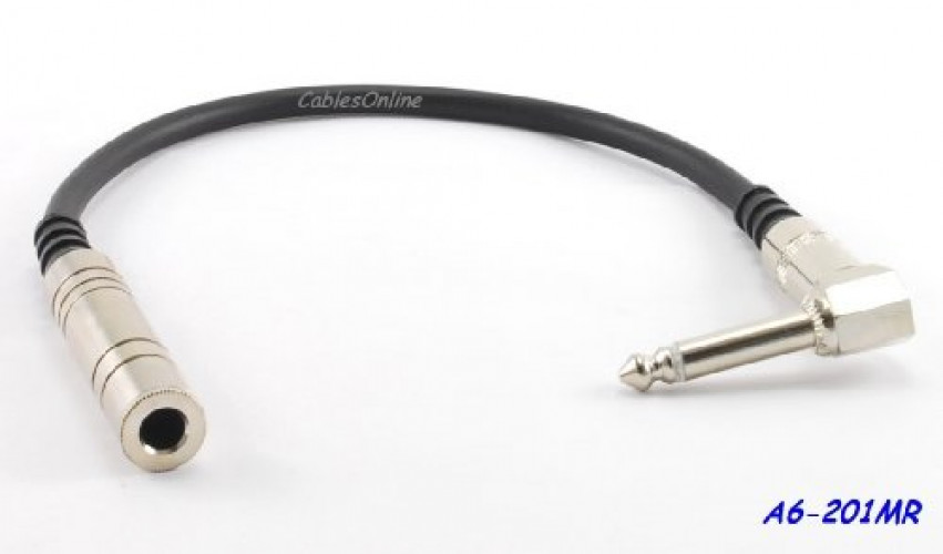1ft Premium 1/4 inch 6.3mm Female to Male RightAngle Mono