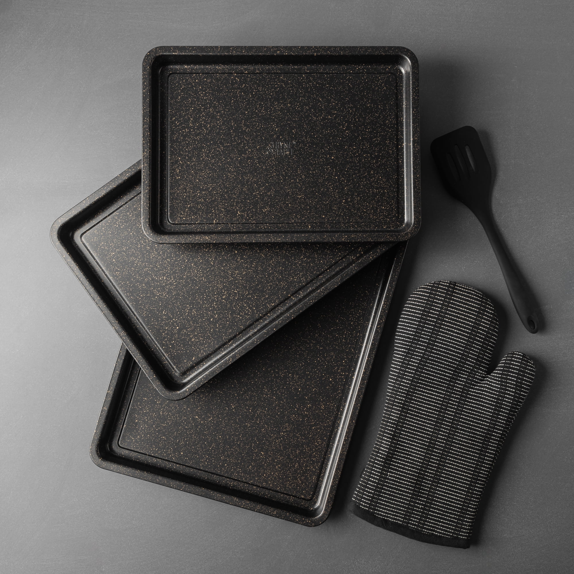 Thyme & Table 3-Piece Non-Stick Sheet Pan Set, Black