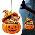 thumbnail image 2 of 3 Pcs Halloween Forest Animal Pumpkin Ornaments Cozy Forest Woodland Christmas Ornaments for Christmas Tree Pumpkin Animal Decor 2D Acrylic Hanging Ornament for Home Decor, 3.14 Inch, Fox, 2 of 5