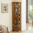 thumbnail image 4 of Miniyam Curio Display Cabinet with Lights, Glass Doors, Adjustable Shelves, Oak, 4 of 6