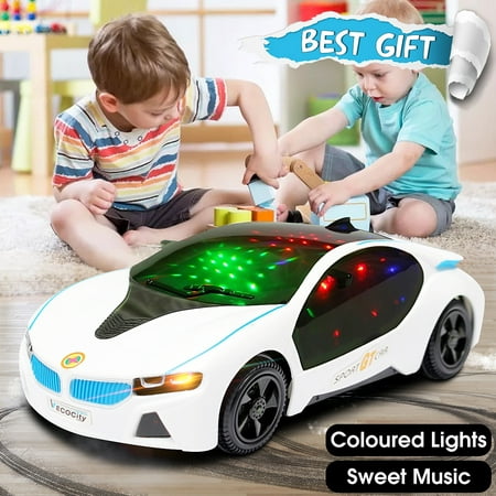 LED Light Car Toys Electronics Flashing Lights Music Sound Car Play Vehicles Toys For Boys, Kids Gift - 3 to 12 Years (Size:7.87x3.54x1.97