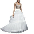 thumbnail image 2 of Cxenplz Women Hoops Petticoat White A-line Crinoline Skirt Underskirt for Bridal Wedding Dress Ball Gown Skort, 2 of 5