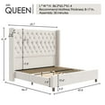 thumbnail image 4 of VanAcc Queen Upholstered Platform Bed Frame with Tufted Velvet Headboard, Cream, 4 of 8