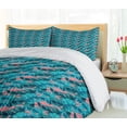 thumbnail image 5 of Ambesonne Summer Duvet Cover Sets, Tropical Island Jungle leaf, 2-King, Coral and Petrol Blue, 5 of 7