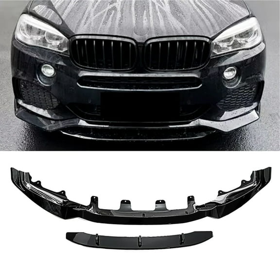 NINTE Front Bumper Lip for 2014-2018 BMW F15 X5 M-Sport 4pc ABS Spoiler Splitter Gloss Black