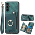 thumbnail image 1 of Allytech Galaxy A54 5G Case Wallet, RFID Blocking Multiple Cards Slots Ring Holder Stand Shockproof Protective Hand Wrist Wallet Case Cover for Samsung Galaxy A54 5G - Green, 1 of 11