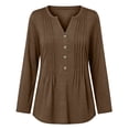 thumbnail image 6 of SETOOFF Womens V Neck Henley Pleated Pullover Long Sleeve Shirts Loose Fit Lightweight Tunic Blouses for Women Dressy Casual Work Business Casual Dailywear Fashion, 6 of 7