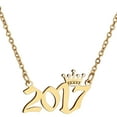 thumbnail image 3 of OPOLSKI Number Pendant Year Necklace Crown Stainless Steel Exquisite Chain Necklace Golden, 3 of 8