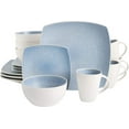 thumbnail image 1 of Gibson Elite Soho Lounge 16 Piece Square Stoneware Dinnerware Set, Matte Blue & White, 1 of 6