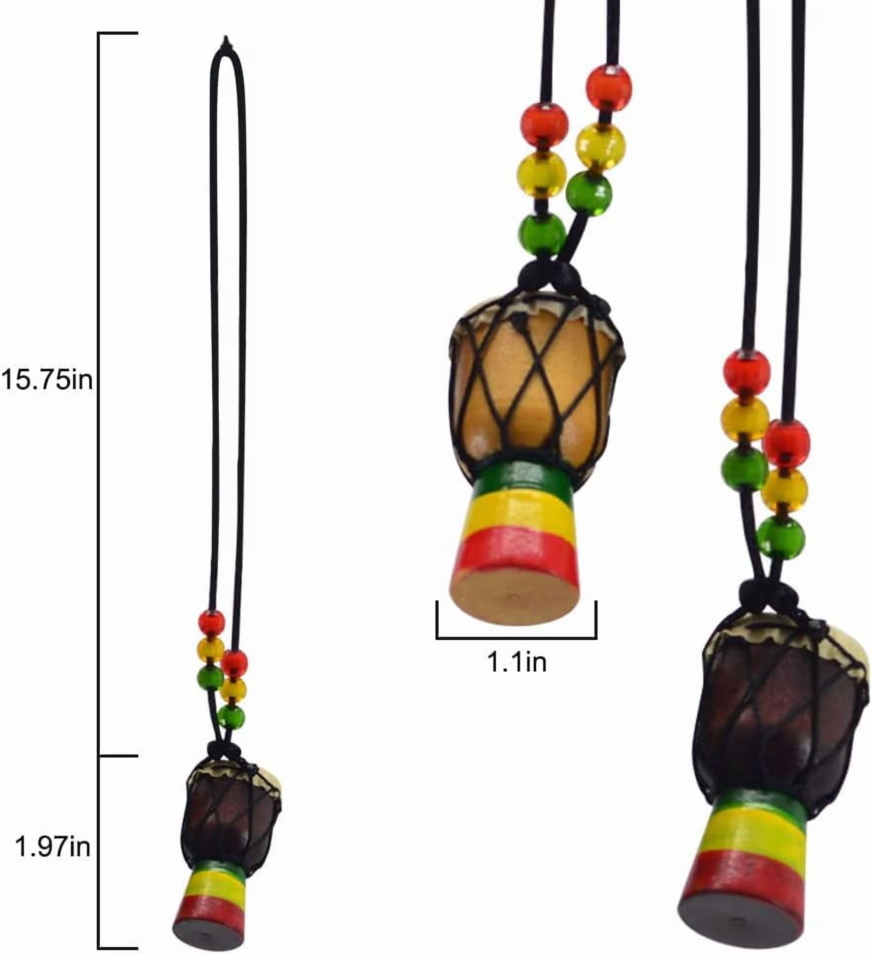 5Pcs Instrument Necklaces Wooden Classic Djembe Drum Mini Pendant African Drum Bongos Percussion Jewelry Necklace Drums for Kids Adults Party Supply School Gift