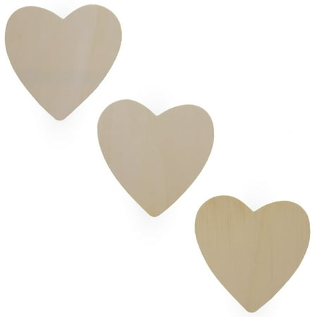 3 Inch Rubber Heart - BestPysanky Set of 3 Unfinished Wood Hearts Cutout 4.6 Inches