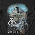 thumbnail image 3 of Star Wars The Mandalorian N-1 Starfighter Grogu Distressed Men's T Shirt (Black, S-XXXL), 3 of 4