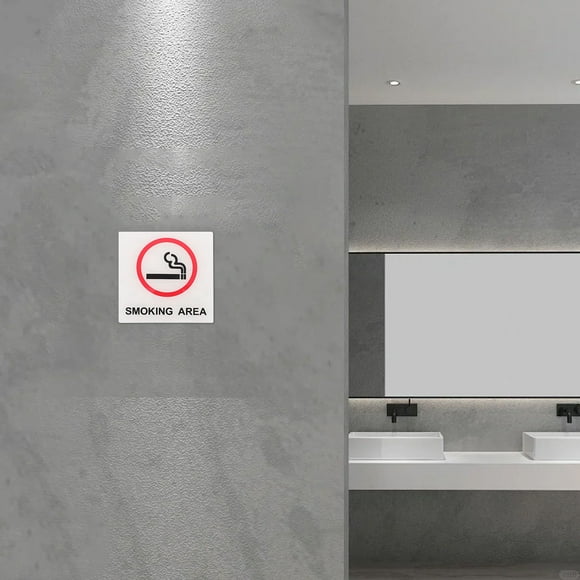 FONDOTIN Smoking Area Sign No Smoking Sign Multi Acrylic Clear Identification 1Pack