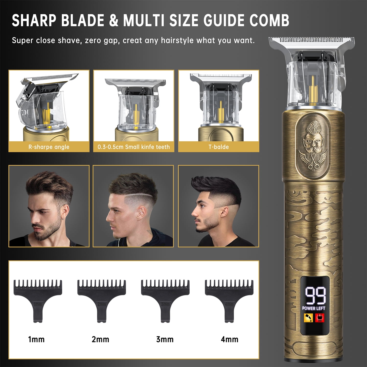 Hair Clipper for Men, Hair Beard Trimmer Shaving Kit, Barber Liners Clippers, Electric Razor Shaver Grooming Kit with LCD Display 4 Guards for Father Husband Friends Birthday Christmas Gifts
