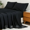 thumbnail image 6 of 100% Viscose Derived from Bamboo Sheets Queen Size, Silky Soft, Black, 6 of 7