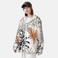 thumbnail image 5 of Goofa Tropical Leaves Printed Women's UPF 50+ Sun Protection Hoodie Jacket Lightweight Long Sleeve Sun Shirt for Women with Pocket Hiking Outdoor-X-Large, 5 of 9