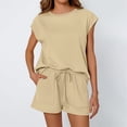thumbnail image 2 of MSJUHEG 2 Piece Workout Sets for Women Workout Sets for Women Womens Pajama Sets Shorts Summer Set Pajama Sets Two Piece Short Set for Women 2 Piece Sets for Women Summer Khaki S, 2 of 9