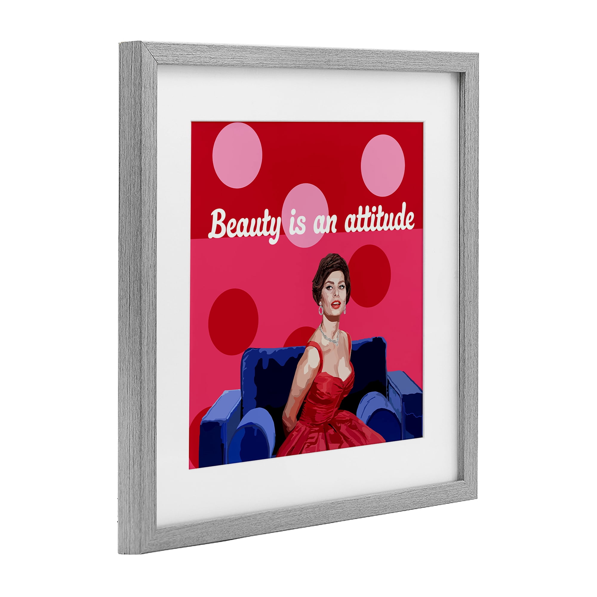 Stupell Industries Beauty Is An Attitude Gray Framed Print Under Glass, design by Lynnda Rakos