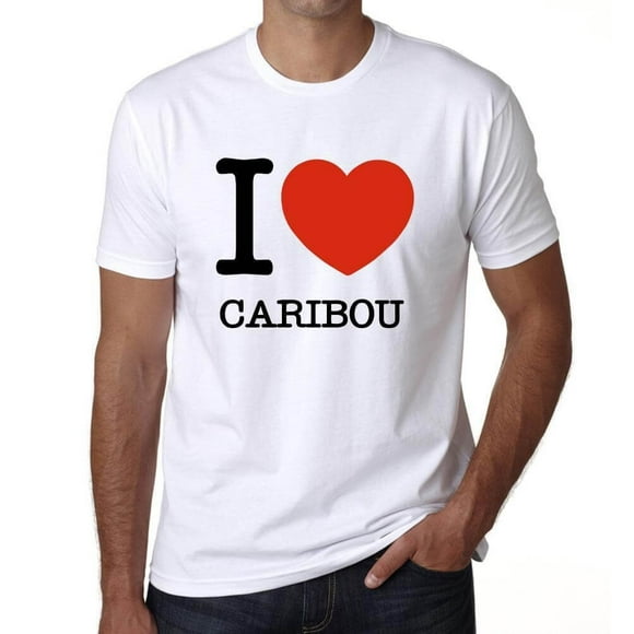 Men's Graphic T-Shirt I Love Caribou Eco-Friendly Limited Edition Short Sleeve Tee-Shirt Vintage Birthday Gift Novelty