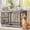 【Gray】, variant on 48" Heavy Duty Dog Crate Furniture, Double Door Dog Kennel with 360° Wheels, Decorative Indoor Pet House Table for XL Dogs, Gray