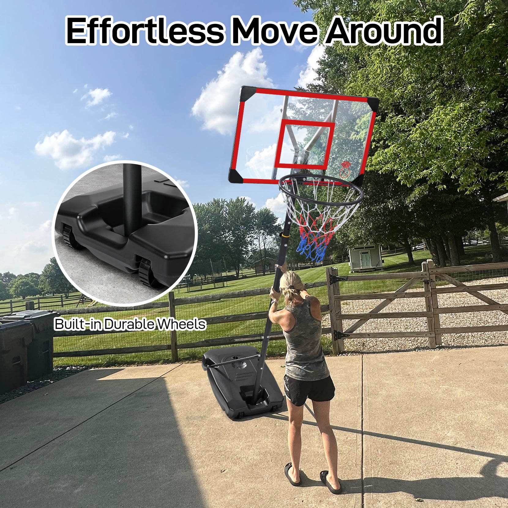 TONBUX Kids Basketball Hoop Outdoor 4.82-8.53ft Adjustable, Portable Basketball Hoops & Goals for Kids/Teenagers/Youth in Backyard/Driveway/Indoor, with Enlarged Base and PC Backboard