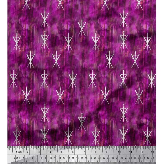 Soimoi Cotton Voile Fabric Texture & Sword Weapon Print Fabric by The Yard 56 Inch Wide