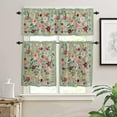thumbnail image 2 of Flowers Sage Green Kitchen Curtains and Valances Set, Rod Pocket Curtains Tier Farmhouse Window Curtains 36 Inch Length, Botanical Colorful Floral Leaves 3 Piece Kitchen Curtains Set, 2 of 6