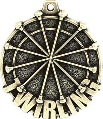 Twirling Medals, 2" Gold Diecast Twirling Medal Award 20 Pack