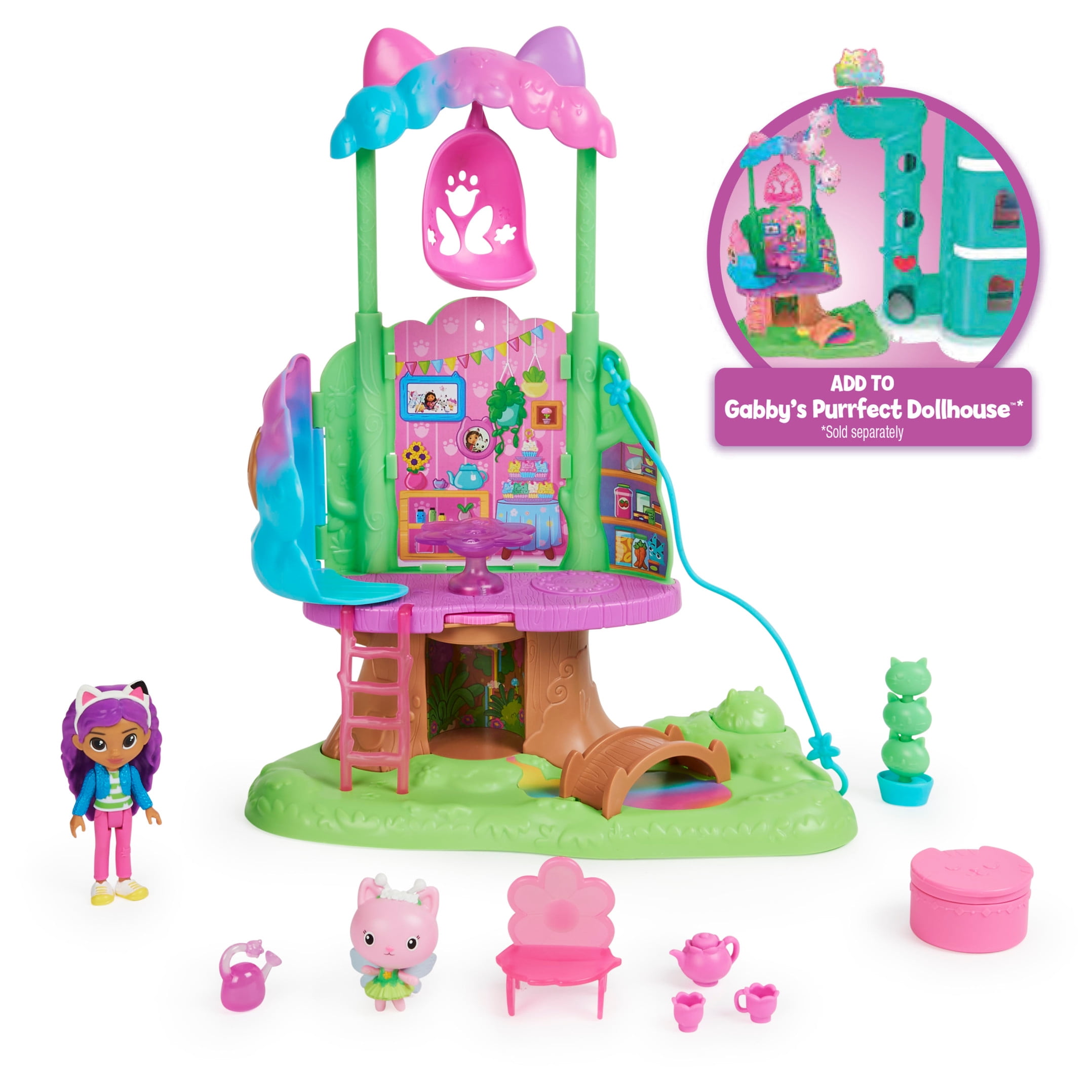 Gabby’s Dollhouse, Transforming Garden Treehouse Set with 2 Figures