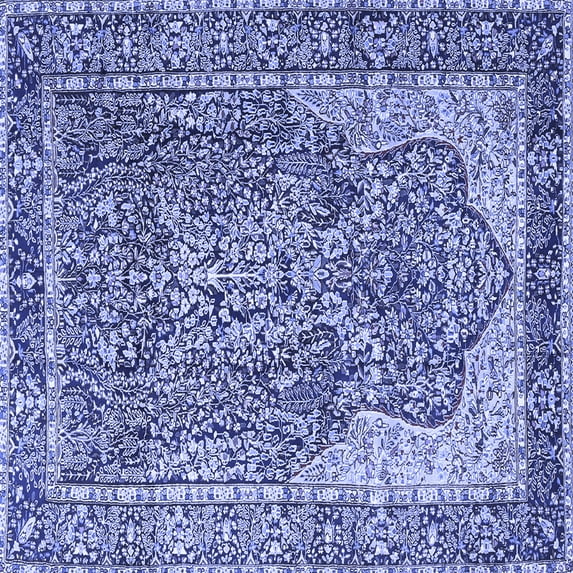 Ahgly Company Machine Washable Indoor Square Persian Blue Traditional Area Rugs, 5' Square