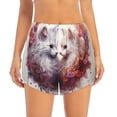thumbnail image 2 of Cauagu White Red Cat Couple Print Women's 2 in 1 Running Shorts Athletic Workout Gym Yoga Shorts Running Shorts for Women-Small, 2 of 7